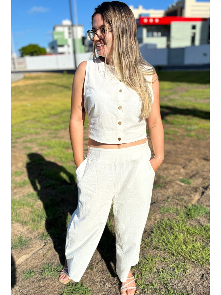 Conjunto Blusa e Calça Feminina de Algodão Ayla