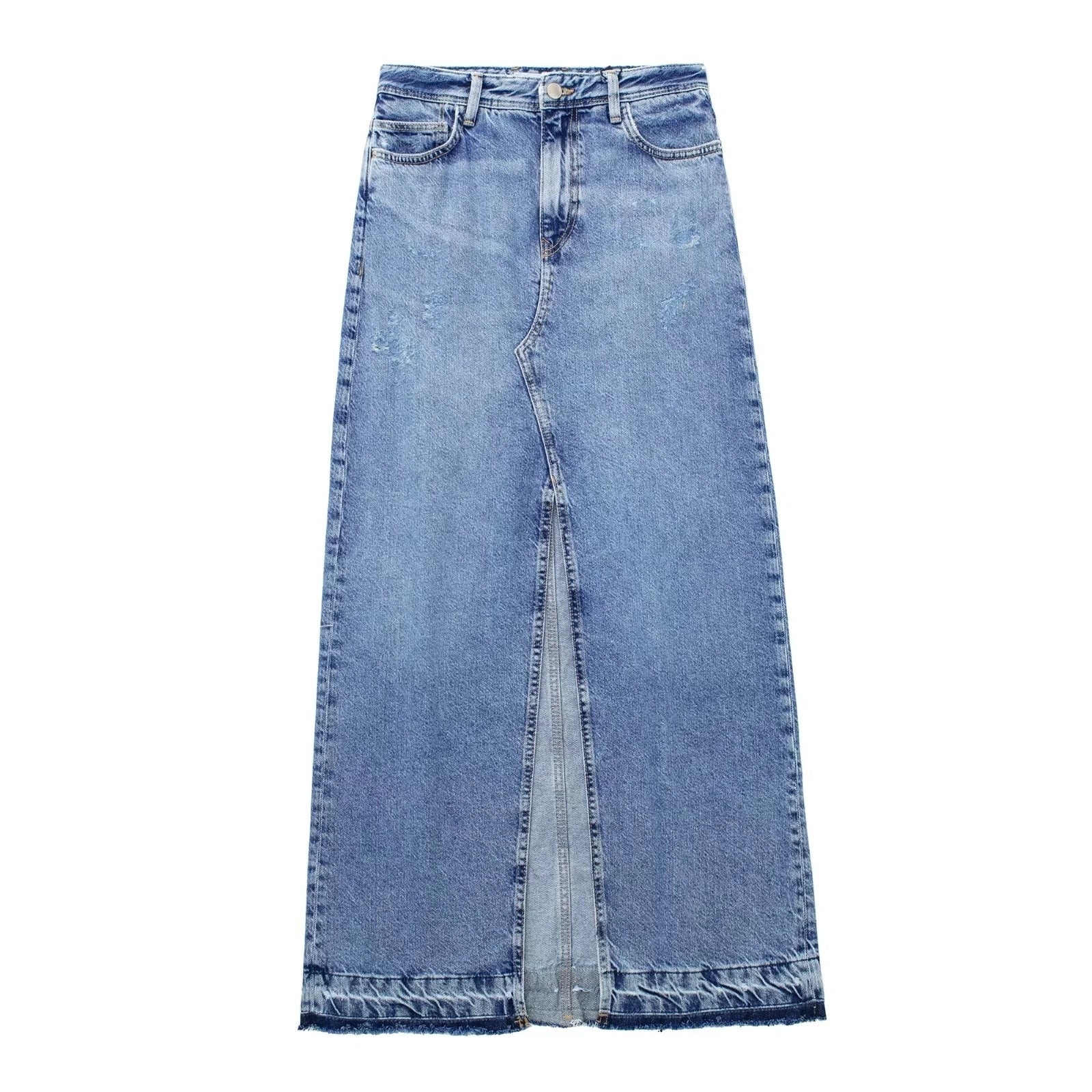 Saia Jeans Feminina Longa de Fenda Maelys